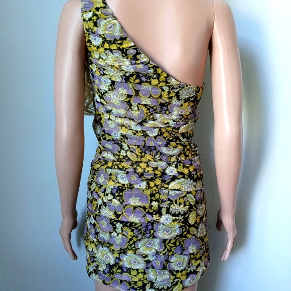 Zara One Shoulder Floral Mini Dress Women's Size X-Small NEW - Picture 10 of 12